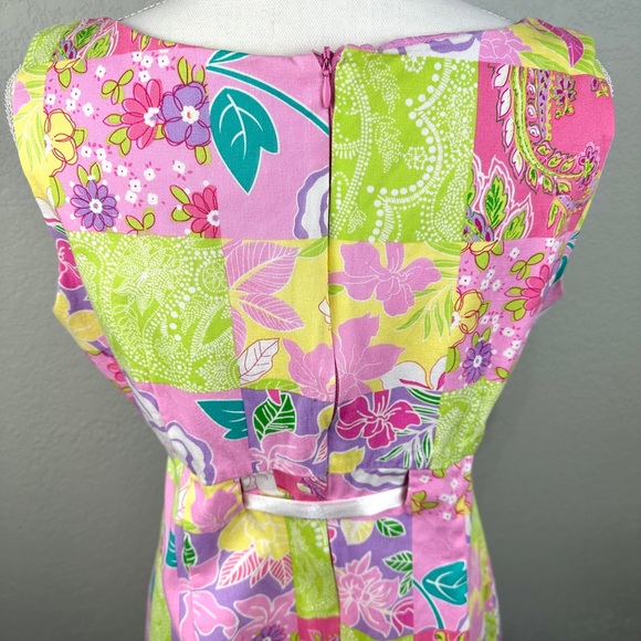 Karin Stevens, 14P Patchwork Floral Bow tie Midi Dress EUC - Picture 8 of 11